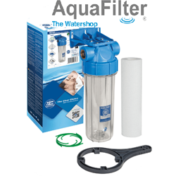 10" Filter Housing with transparent sump for cold water Complete with cartridge, wrench and bracket